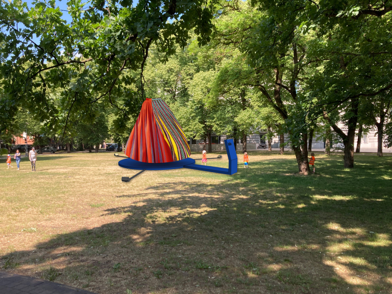 Esplanādes parkā izstādīs unikālu objektu – lielformāta, kustīgus 3D tautastērpu svārkus