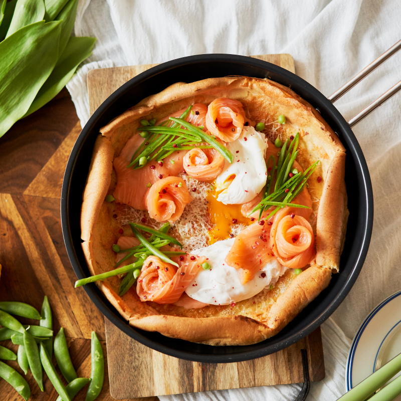 Vācu pankūka ar lasi un plaučolām